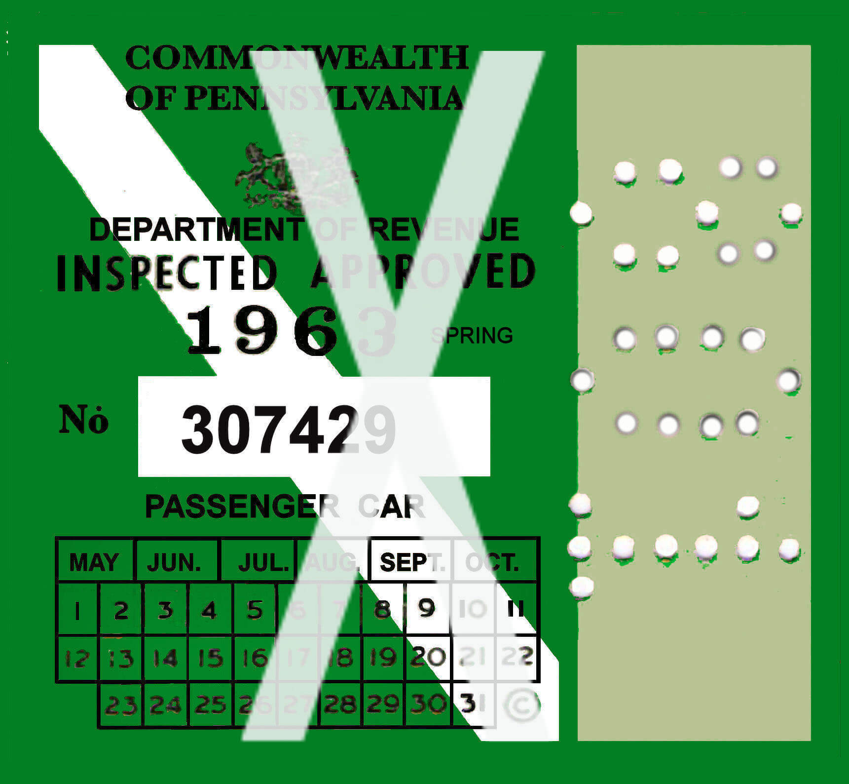 (image for) 1963 Pennsylvania Inspection SPRING